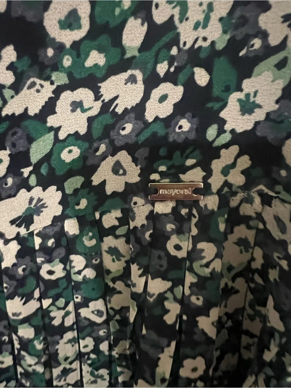 Mayoral Girls' Navy Floral Ruffle Long-Sleeve Top
